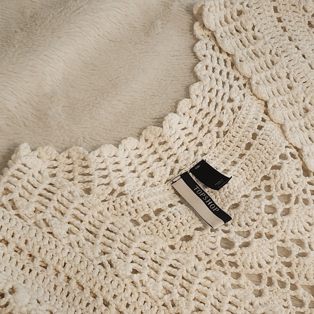 TOP SHOP New knitted Romantic Set Skirt Top V-neck Natural White